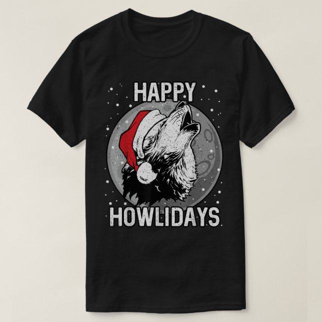 Happy Howlidays Shirt Christmas Wolf (Design Front)