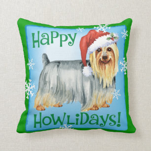 Happy Howlidays Silky Terrier Cushion
