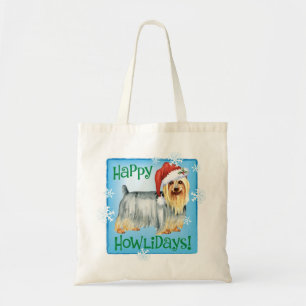 Happy Howlidays Silky Terrier Tote Bag
