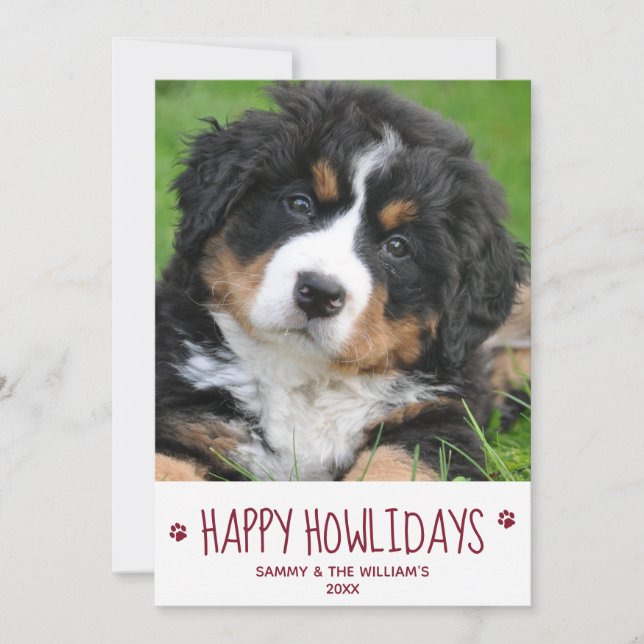 Happy Howlidays Simple Cute Pet Dog Photo Holiday Card (Front)