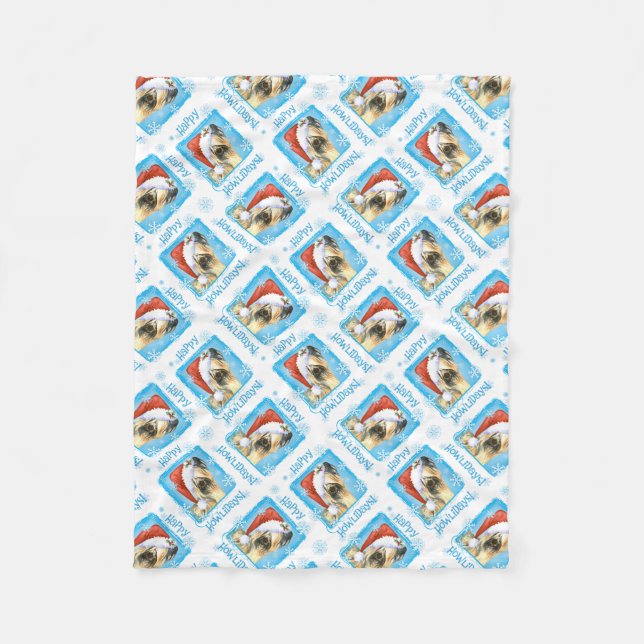 Happy Howlidays Skye Terrier Fleece Blanket (Front)