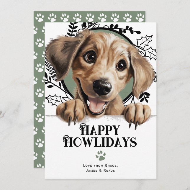 Happy Howlidays Sloughi Dog Christmas Holiday Card (Front/Back)