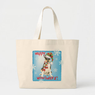 Happy Howlidays Smooth Collie Large Tote Bag