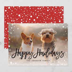 Happy Howlidays Snow   Pet Christmas Photo Holiday Card