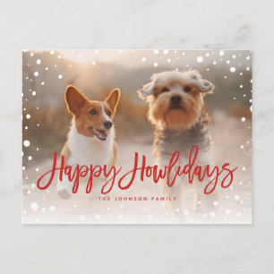 Happy Howlidays Snow Red   Pet Dog Photo Holiday Postcard