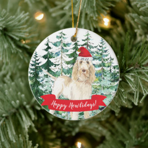Happy Howlidays Spinone Italiano Dog Christmas Orn Ceramic Tree Decoration