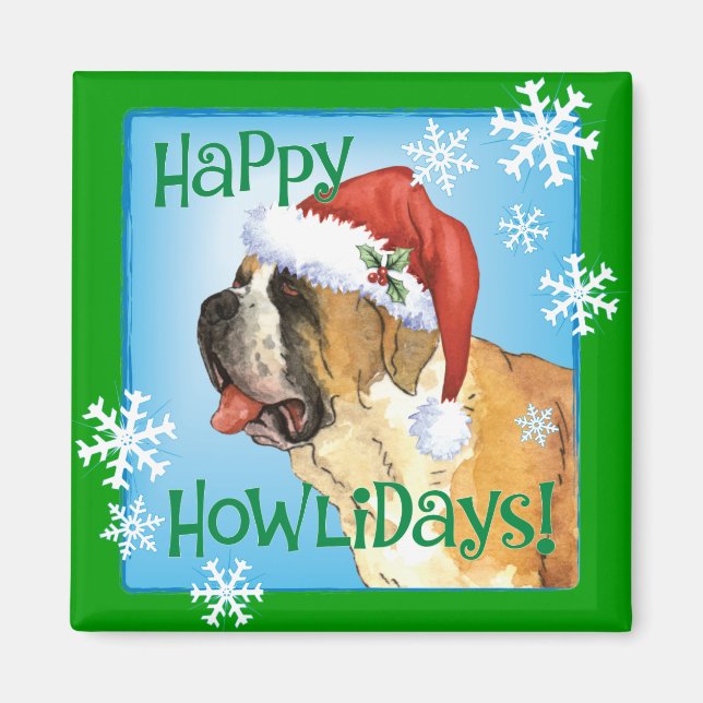 Happy Howlidays St. Bernard Magnet (Front)