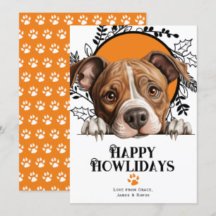 Happy Howlidays Staffordshire Terrier Dog Holiday Card