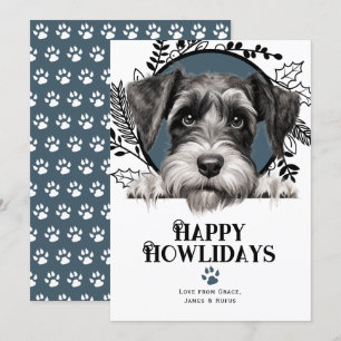 Happy Howlidays Standard Schnauzer Dog Christmas Holiday Card
