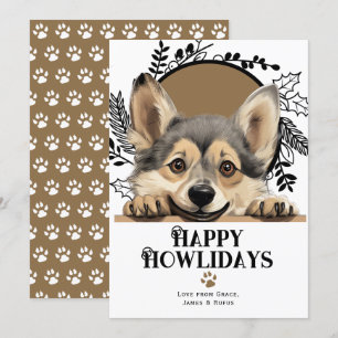 Happy Howlidays Swedish Vallhund Dog Christmas Holiday Card