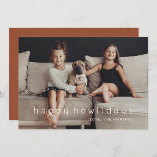 Happy Howlidays Terracotta Photo Pet Holiday Card