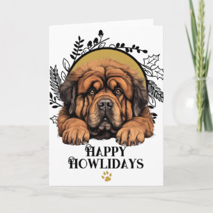 Happy Howlidays Tibetan Mastiff Dog Christmas Holiday Card