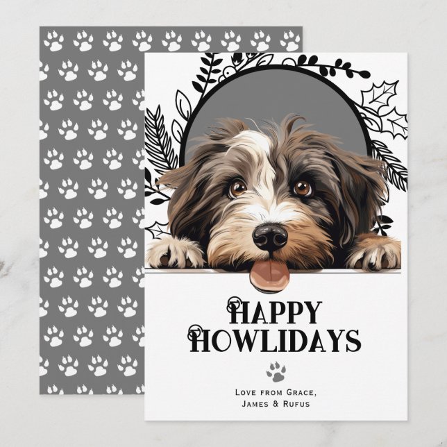 Happy Howlidays Tibetan Terrier Dog Christmas  Holiday Card (Front/Back)