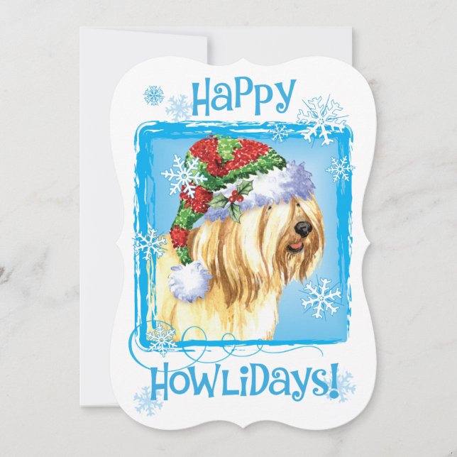 Happy Howlidays Tibetan Terrier Holiday Card (Front)