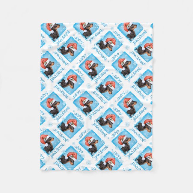Happy Howlidays Toy Manchester Terrier Fleece Blanket (Front)