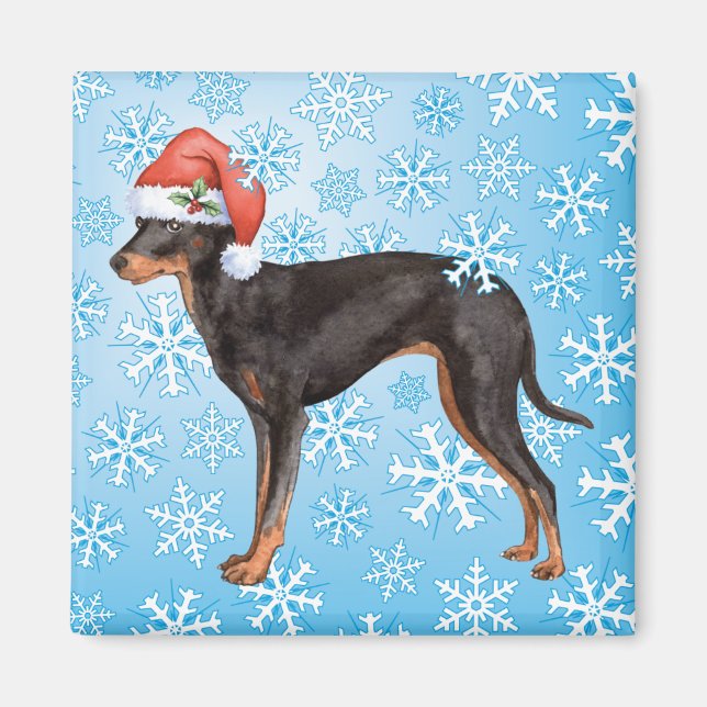 Happy Howlidays Toy Manchester Terrier Magnet (Front)