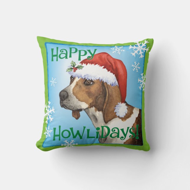 Happy Howlidays Treeing Walker Cushion (Front)