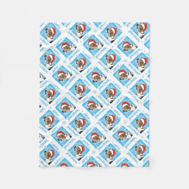 Happy Howlidays Treeing Walker Fleece Blanket (Front)