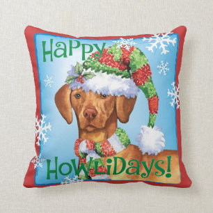 Happy Howlidays Vizsla Cushion
