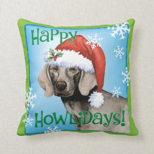 Happy Howlidays Weimaraner Cushion