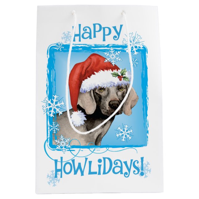 Happy Howlidays Weimaraner Medium Gift Bag (Front)