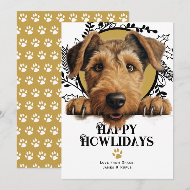 Happy Howlidays Welsh Terrier Dog Christmas Holiday Card (Front/Back)