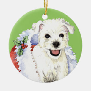 Happy Howlidays Westie Ceramic Tree Decoration