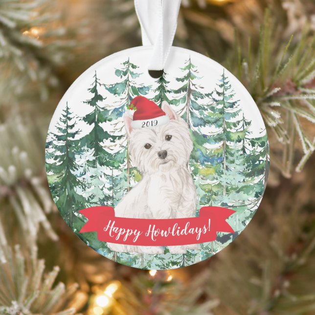 Happy Howlidays Westie Dog Christmas Ornament (Tree)