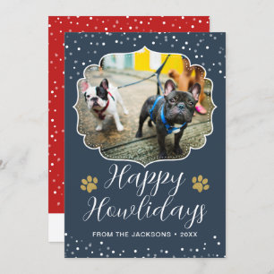 Happy Howlidays White Script Pet Dog Photo Holiday Card
