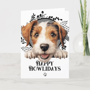 Happy Howlidays Wire Fox Terrier Dog Christmas  Holiday Card