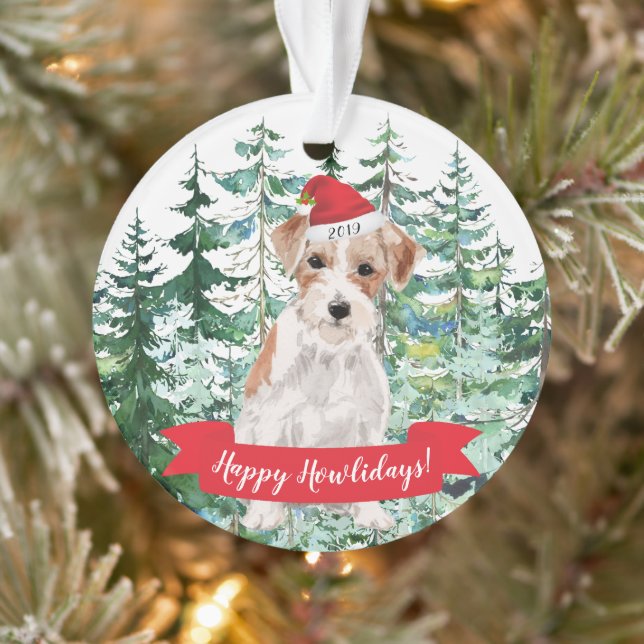 Happy Howlidays Wire Haired Jack Russell Christmas Ornament (Tree)