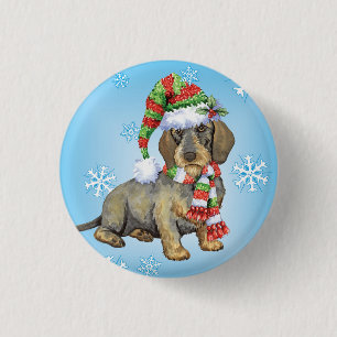 Happy Howlidays Wirehaired Dachshund 3 Cm Round Badge