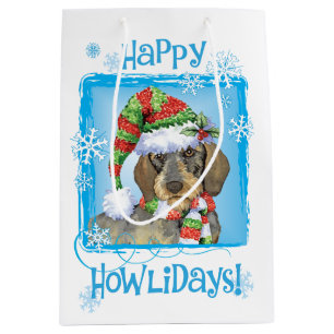 Happy Howlidays Wirehaired Dachshund Medium Gift Bag