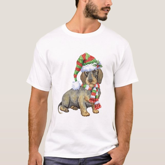 Happy Howlidays Wirehaired Dachshund T-Shirt (Front)