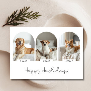 Happy Howlidays With 3 Pet Name Photo Christmas Holiday Card