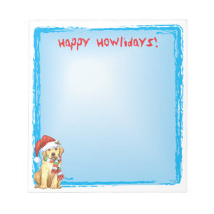 Happy Howlidays Yellow Lab Notepad
