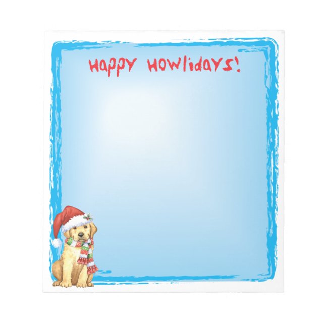 Happy Howlidays Yellow Lab Notepad (Front)