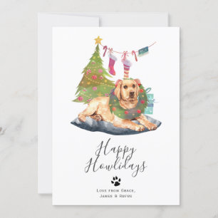 Happy Howlidays Yellow Labrador Dog Christmas Holiday Card