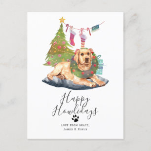 Happy Howlidays Yellow Labrador Dog Christmas Holiday Postcard