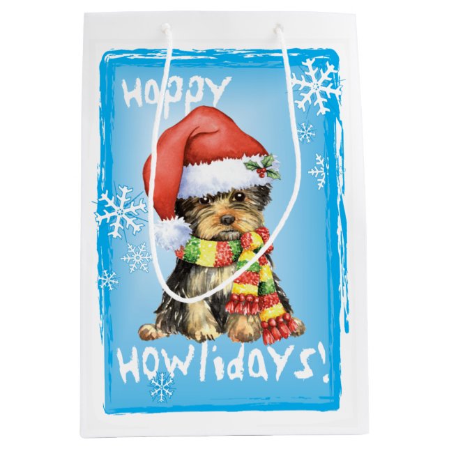 Happy Howlidays Yorkie Medium Gift Bag (Front)
