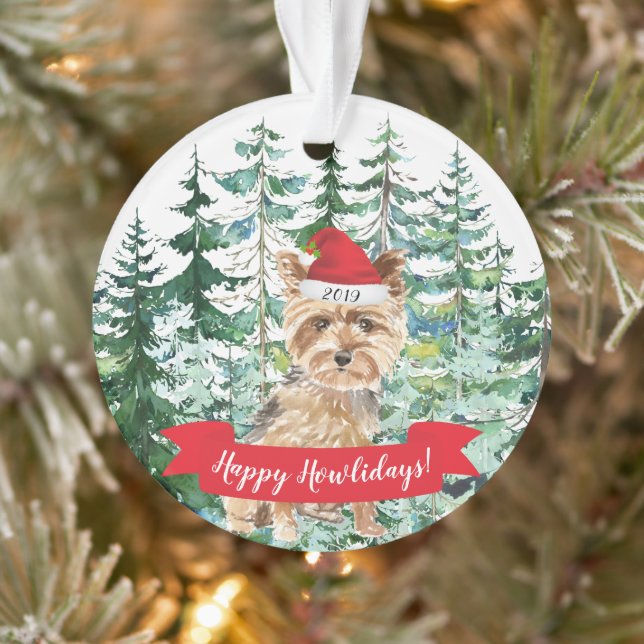 Happy Howlidays Yorkshire Terrier Dog Christmas Ornament (Tree)