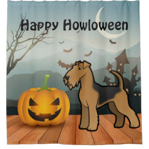 Happy Howloween Airedale Terrier Shower Curtain