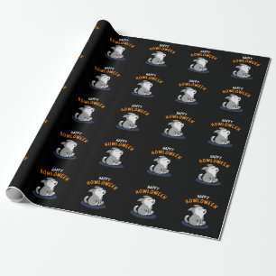 Happy Howloween Funny Dog Pun Dark BG Wrapping Paper