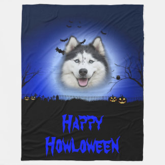 Happy Howloween Husky Fleece Blanket