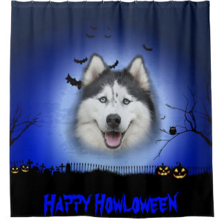 Happy Howloween Husky Shower Curtain