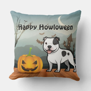 Happy Howloween Staffordshire Bull Terrier Cushion