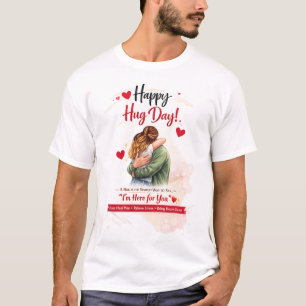 Happy Hug Day Romantic Love and Comfort Quote Desi T-Shirt