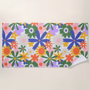 Happy Huge Primary Colour Flowers Explosion Beach Towel