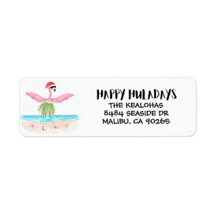 Happy Huladays Flamingo Santa Tropical Christmas