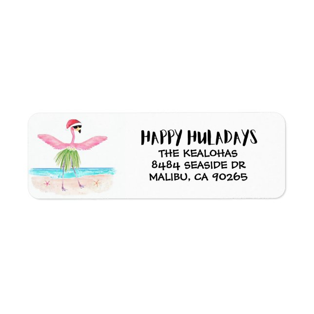 Happy Huladays Flamingo Santa Tropical Christmas (Front)